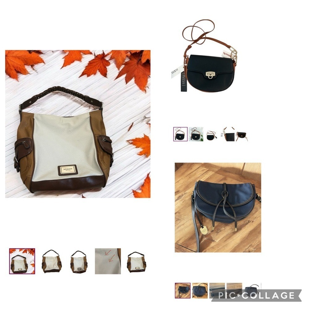 3 bags London Fog Rossetti and Isabella Elegant Navy Brown and Cream Women's Bag